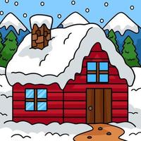 winter huis gekleurde tekenfilm illustratie vector