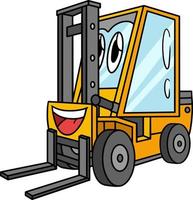 heftruck met gezicht voertuig tekenfilm gekleurde clip art vector