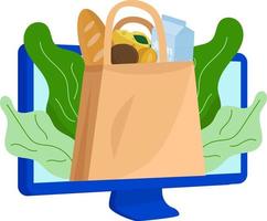 online winkelen. buying voedsel via de internet vector