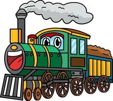 stoom- locomotief met gezicht voertuig tekenfilm clip art vector