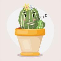 schattig cactus moeder knuffelen een slapen baby cactus. moederschap concept illustratie. vector