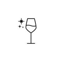 wit wijn glas icoon met verkoudheid water Aan wit achtergrond. gemakkelijk, lijn, silhouet en schoon stijl. zwart en wit. geschikt voor symbool, teken, icoon of logo vector