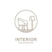 stoel meubilair interieur logo geïsoleerd monoline stijl ontwerp vector