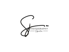 brief sj handtekening logo sjabloon vector