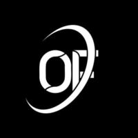 van logo. O f ontwerp. wit van brief. van brief logo ontwerp. eerste brief van gekoppeld cirkel hoofdletters monogram logo. vector