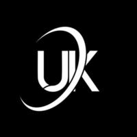 uk logo. u k ontwerp. wit uk brief. uk brief logo ontwerp. eerste brief uk gekoppeld cirkel hoofdletters monogram logo. vector