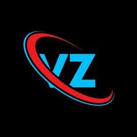 vz logo. vz ontwerp. blauw en rood vz brief. vz brief logo ontwerp. eerste brief vz gekoppeld cirkel hoofdletters monogram logo. vector