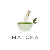 logo illustratie vector matcha of groen thee geserveerd Japans stijl