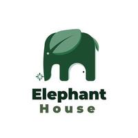 natuurlijk groen olifant huis vector illustratie logo