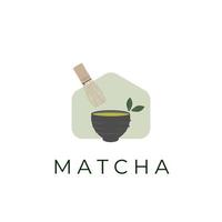 vector illustratie van klaar om te drinken matcha in een zwart kom