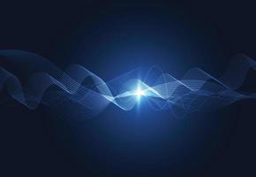 moderne sprekende geluidsgolven oscillerend donkerblauw licht, abstracte technische achtergrond. vector illustratie