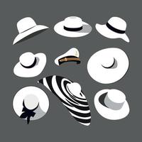 digitaal illustratie reeks van mooi elegant wit strand en vrije tijd hoeden voor Dames en mannen vector