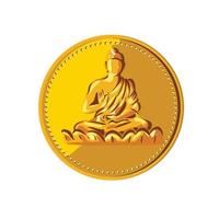 Boeddha goud munt medaillon retro vector