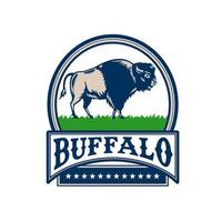 Amerikaans bizon buffallo banier cirkel houtsnede vector
