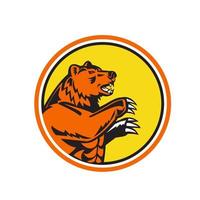 Californië grizzly beer kant cirkel retro vector