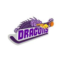 draak brand hockey stok basketbal retro vector