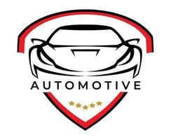 sport- auto embleem logo met schild strepen vector