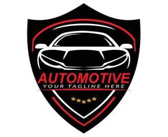 sport- auto logo met schild achtergrond vector
