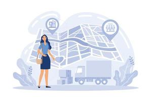 bestellen geplaatst. e-commerce model, online op te slaan levering, reservering werkwijze, bestellen geplaatst, koerier onderhoud, Verzending voorwaarden vlak vector modern illustratie