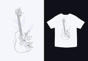 gitaar met bloemen t overhemd ontwerp vector kunst