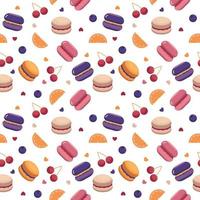 toetje zoet voedsel macaron naadloos patroon achtergrond vector