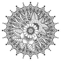 cirkelvormig patroon in de vorm van mandala voor henna, mehndi, tatoeage, decoratie. decoratief ornament in etnische oosterse stijl. kleurboek pagina. vector