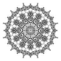 cirkelvormig patroon in de vorm van mandala voor henna, mehndi, tatoeage, decoratie. decoratief ornament in etnische oosterse stijl. kleurboek pagina. vector