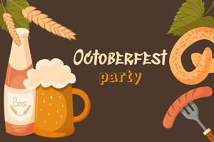 oktoberfeest feestelijk banier achtergrond. Duitse evenement bier festival. elementen van de vakantie en opschrift naar de feest. uitnodiging kaart sjabloon of poster. vlak vector illustratie