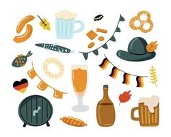 Oktoberfest bier festival tekenfilm pictogrammen ontwerp. traditioneel viering symbolen. tekenfilm vector illustratie geïsoleerd Aan wit achtergrond