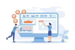 logistiek industrie en vracht winst analyseren. levering keten analyse, vervoer providers gegevens, vervoer kosten optimalisatie concept. vector