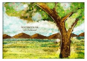 Gratis Vector Waterverf Boom Landschap