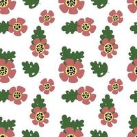 bloemen naadloos vector patroon. retro naadloos patroon met hand- getrokken bloem en bladeren