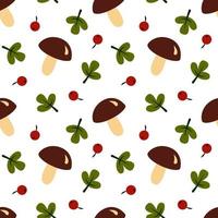 herfst naadloos patroon met champignons en bladeren. modern vallen seizoensgebonden decor. bloemen ontwerp voor omhulsel papier, stoffen, covers en kaarten. vector