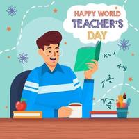 wetenschap leraar houden boek vieren wereld leraar dag vector