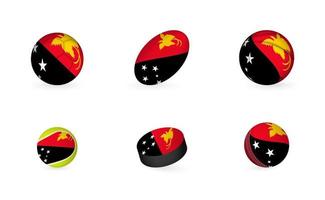 sport- uitrusting met vlag van Papoea nieuw Guinea. sport- icoon set. vector
