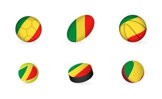 sport- uitrusting met vlag van Congo. sport- icoon set. vector