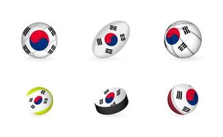 sport- uitrusting met vlag van zuiden Korea. sport- icoon set. vector