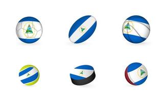 sport- uitrusting met vlag van Nicaragua. sport- icoon set. vector