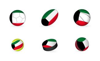 sport- uitrusting met vlag van Koeweit. sport- icoon set. vector