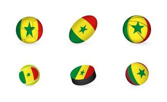 sport- uitrusting met vlag van Senegal. sport- icoon set. vector