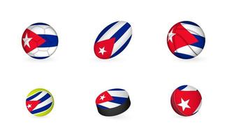 sport- uitrusting met vlag van Cuba. sport- icoon set. vector