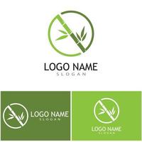 bamboe met groen blad logo ilustration vector sjabloon