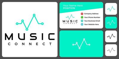 brief m monogram muziek- logo ontwerp met bedrijf kaart sjabloon. vector