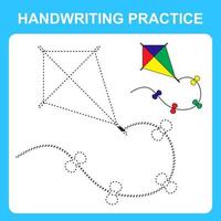 handschrift oefening. spoor de lijnen en kleur de vlieger. leerzaam kinderen spel, kleur boek vel, afdrukbare werkblad. vector illustratie