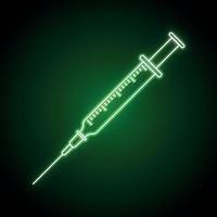 injectiespuit met naald, vaccin injectie neon icoon voor uw ontwerp vector