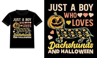 alleen maar een jongen wie liefdes teckel en halloween grappig t-shirt vector