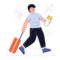 Mens Aan een vakantie vlak vector illustratie