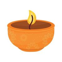 oranje diwali ceremonie kaars vector