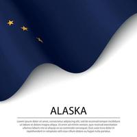 golvend vlag van Alaska is een staat van Verenigde Staten van Amerika Aan wit achtergrond. vector