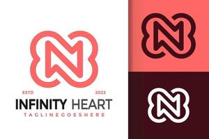 abstract brief n oneindigheid hart logo ontwerp, merk identiteit logos vector, modern logo, logo ontwerpen vector illustratie sjabloon